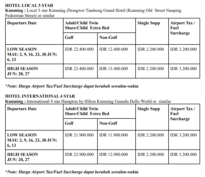 HARGA TOUR CHINA 2